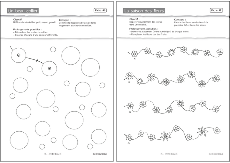 Fiches moyenne section maternelle à imprimer Milestory fr Fiches d